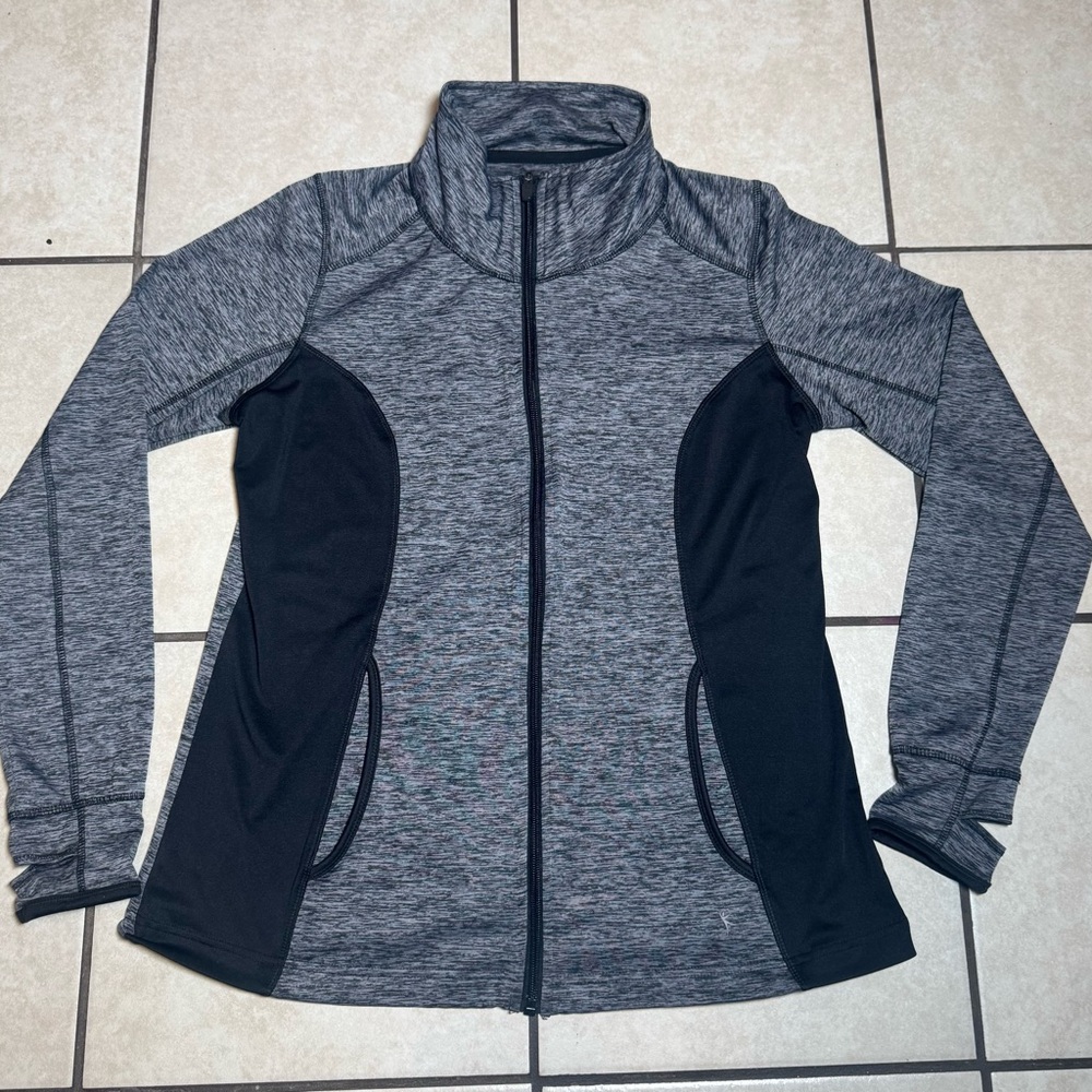 Danskin Now Women's Heather Gray and Black Cowl Neck Sweater